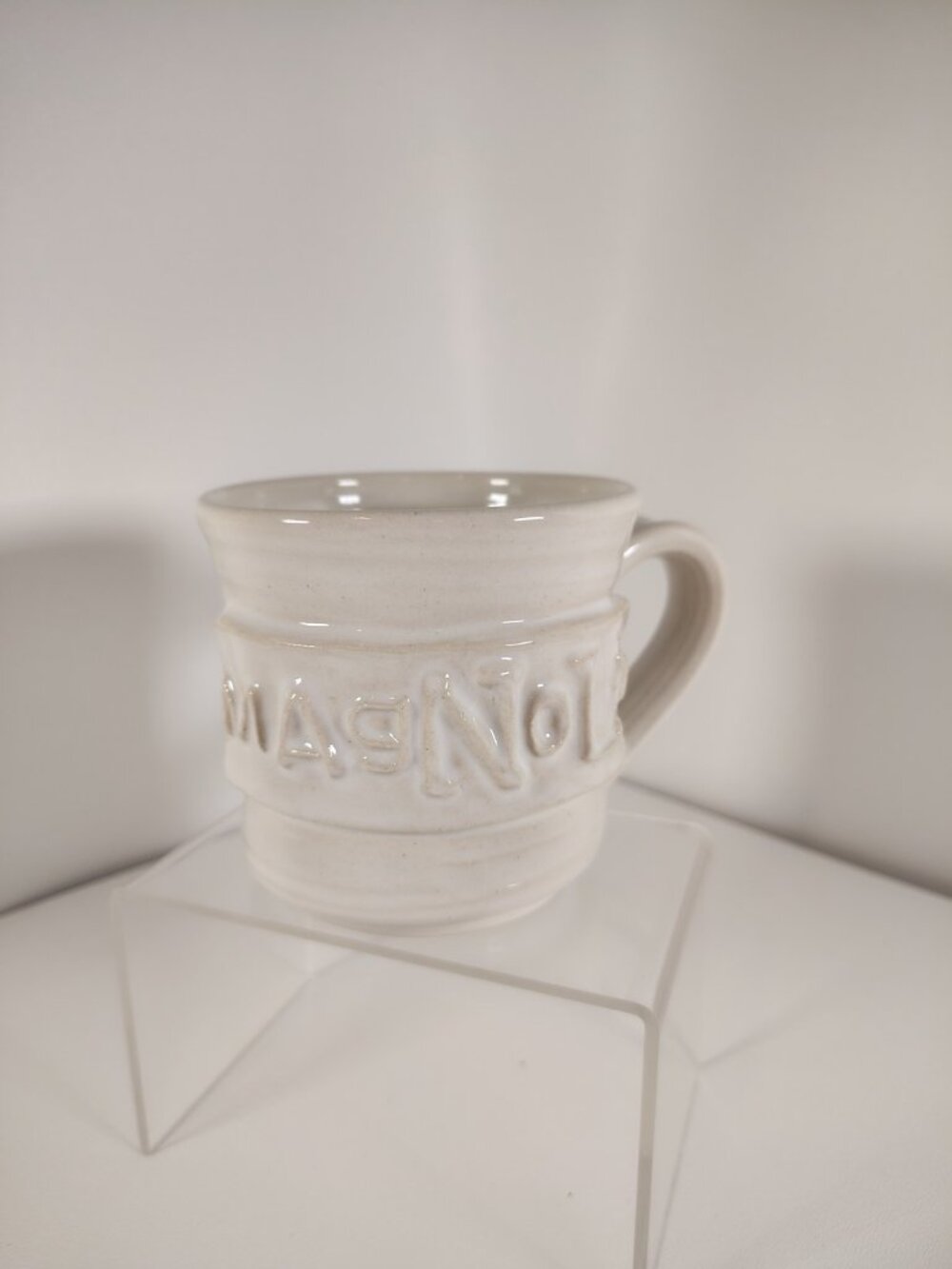Magnolia Market Mug Coffee Cup Stoneware Raised Logo White